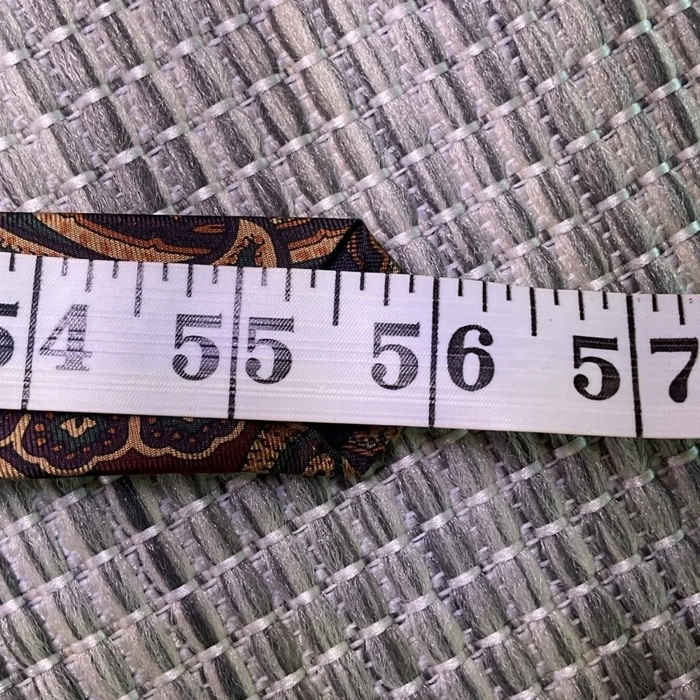 Vtg J.D. Howell Tall Mans Tie Paisley Silk Burgundy Green Gold USA Made 56x3.75